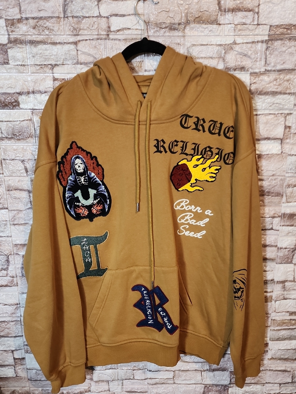 True Religion Brown Multi-patch Hoodie